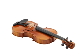 Close up of a violin on transparent background