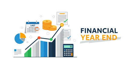 Business revenue growth graph with year end financial success concept