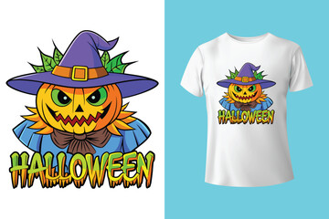 Halloween Illustration t shirt design template halloween time