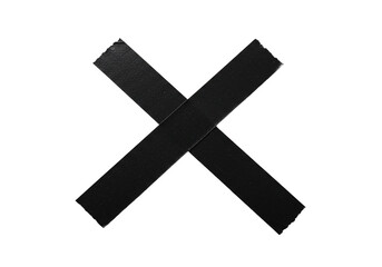Fototapeta premium Black tape x shape on transparent background minimalist graphic design element