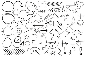 hand drawn arrows and shapes for infographic design, navigation, and creative projects with artistic flair