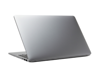 Silver laptop computer closed back view minimalist design technology digital productivity