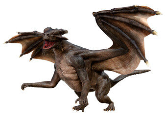 3D Rendering Fairy Tale Dragon on White