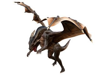 3D Rendering Fairy Tale Dragon on White