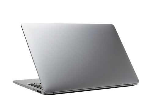 Silver laptop computer closed back view minimalist design technology digital productivity