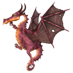3D Rendering Fairy Tale Dragon on White
