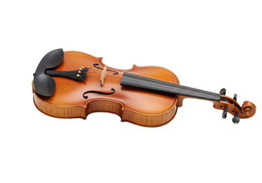 Closeup of a violin on transparent background musical instrument stringed wood texture classical music elegant design high quality image