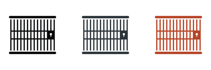 Vector jail icon in outline, symbol of modern prison, detention, and law enforcement.