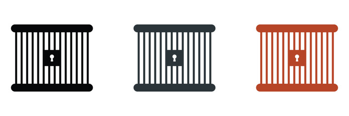 Vector jail icon in outline, symbol of modern prison, detention, and law enforcement.