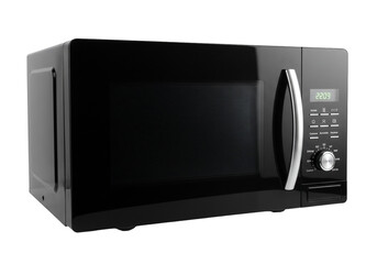 Obraz premium Black microwave oven modern kitchen appliance digital display silver handle isolated clean design
