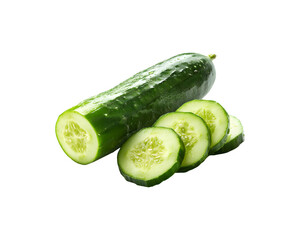 Fresh whole cucumber with several slices arranged