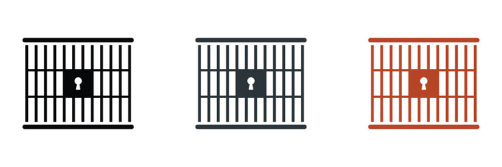 Vector jail icon in outline, symbol of modern prison, detention, and law enforcement.