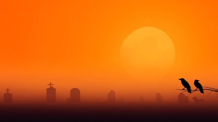 Naklejka premium happy halloween banner, flyer, poster background with pumpkins and copy space banner, background, halloween, with, poster, happy, flier