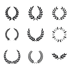 Set of black laurel wreaths.