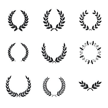 Set of black laurel wreaths.