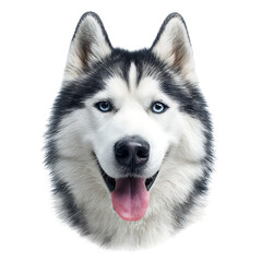 Obraz premium Happy Siberian Husky Dog with Blue Eyes Isolated on a Transparent background