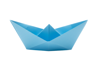 Light blue paper boat origami craft minimalist studio shot