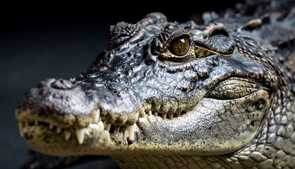 Young crocodile head close up