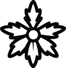 Obraz premium Elegant black and white six-petal floral motif with central circle detail perfect for decorative designs and accents