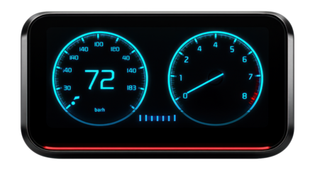 LCD instrument panel with customizable color themes and virtual dials