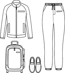 Travel and Loungewear Outline Fashion Illustration jacket pants