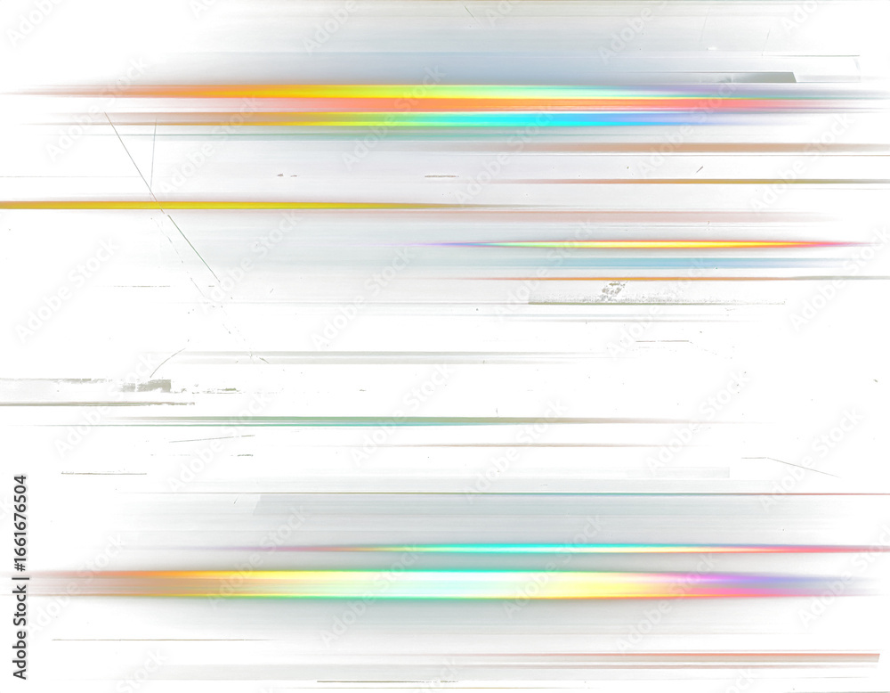 Wall mural abstract colorful light streaks effect with glitch texture design transparent background