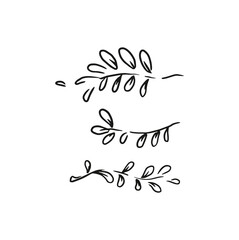 Hand drawn doodle leaves. illustration isolated on white background.