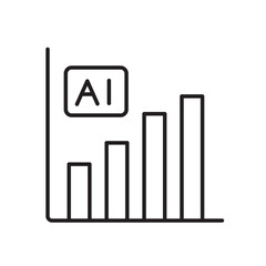 A vector icon of a chart with an AI symbol, created in line style with editable stroke