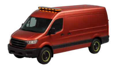 Emergency response lab vehicle with prominent hazard lights and reinforced bumpers