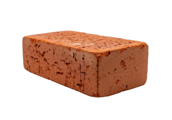 Red Brick Isolated Element, Construction Material with Rough Surface, Transparent Background