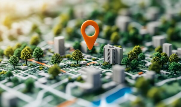 Geofencing and location-based marketing concept, represented by GPS and geo-targeting icons. The image illustrates the power of location services in reaching targeted audiences, Generative AI