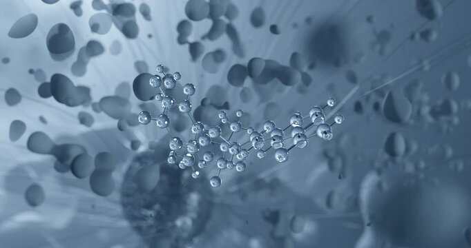 Suzetrigine rotating molecular 3d structure ball-and-stick model, looped video analgesic
