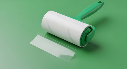 Obraz premium Green lint roller with sticky tape.