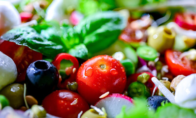 Close-up of vegetable salad. Balanced diet