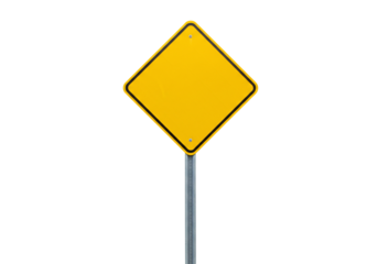 Blank yellow diamond road sign on transparent background isolated template traffic safety vector graphic