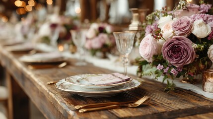 Fototapeta premium Rustic Elegance: A Wedding Table Setting