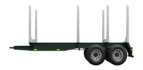Log transport trailer with extendable bunk system and air brakes