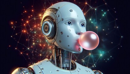 artificial intelligence bubble blowing robot tech pop risks stock enthusiasm