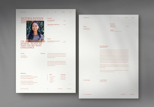 Stylish Beige with Red Accent Resume & Letterhead