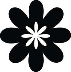 Simple black and white flower silhouette icon graphic design element beautiful petal shape for decorative use and artistic projects
