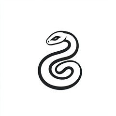 Fototapeta premium Vector logo of a simple line-drawn ghost snake, pure black on a white background