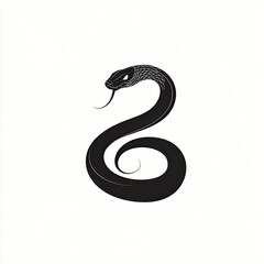 Obraz premium Vector logo of a simple line-drawn ghost snake, pure black on a white background
