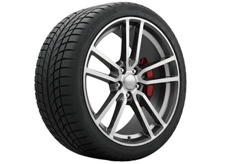 Obraz premium Tire and rim close up view of alloy wheel and tire tread