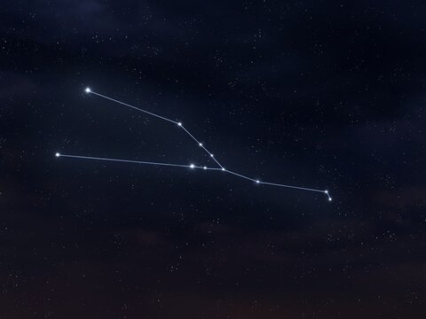 Taurus constellation in the starry sky. Stars connected to each other. Astrological symbol.