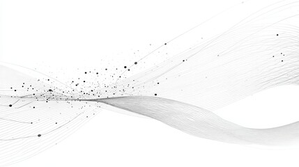 Abstract vector wave of dots with flowing lines in black and gray gradient on white background. Futuristic dynamic flow with particles creating modern digital motion and elegant design element.