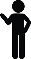 Simple silhouette of a person presenting information with raised hand casual gesturing communicator figure isolated icon