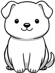 Obraz premium Joyful puppy: A charming cartoon depiction of a playful puppy, showcasing a simplified, yet adorable, style. 