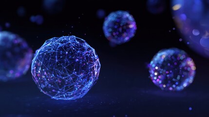 Abstract spheres with intricate wireframe network