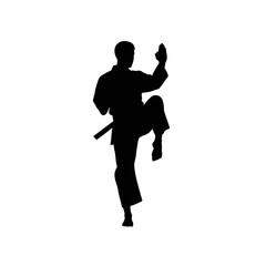 Collection of karate people pose silhouette illustration