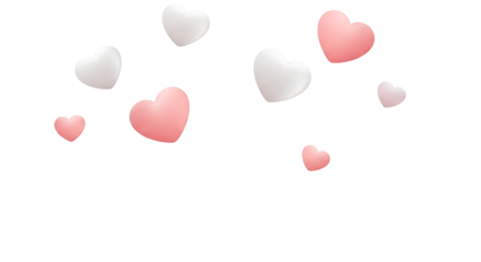 Floating pink and white hearts on a black background for Valentine s Day